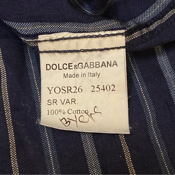 Dolce & Gabbana navy blue striped long sleeve collared dress shirt sz L 👔 - Picture 7 of 14